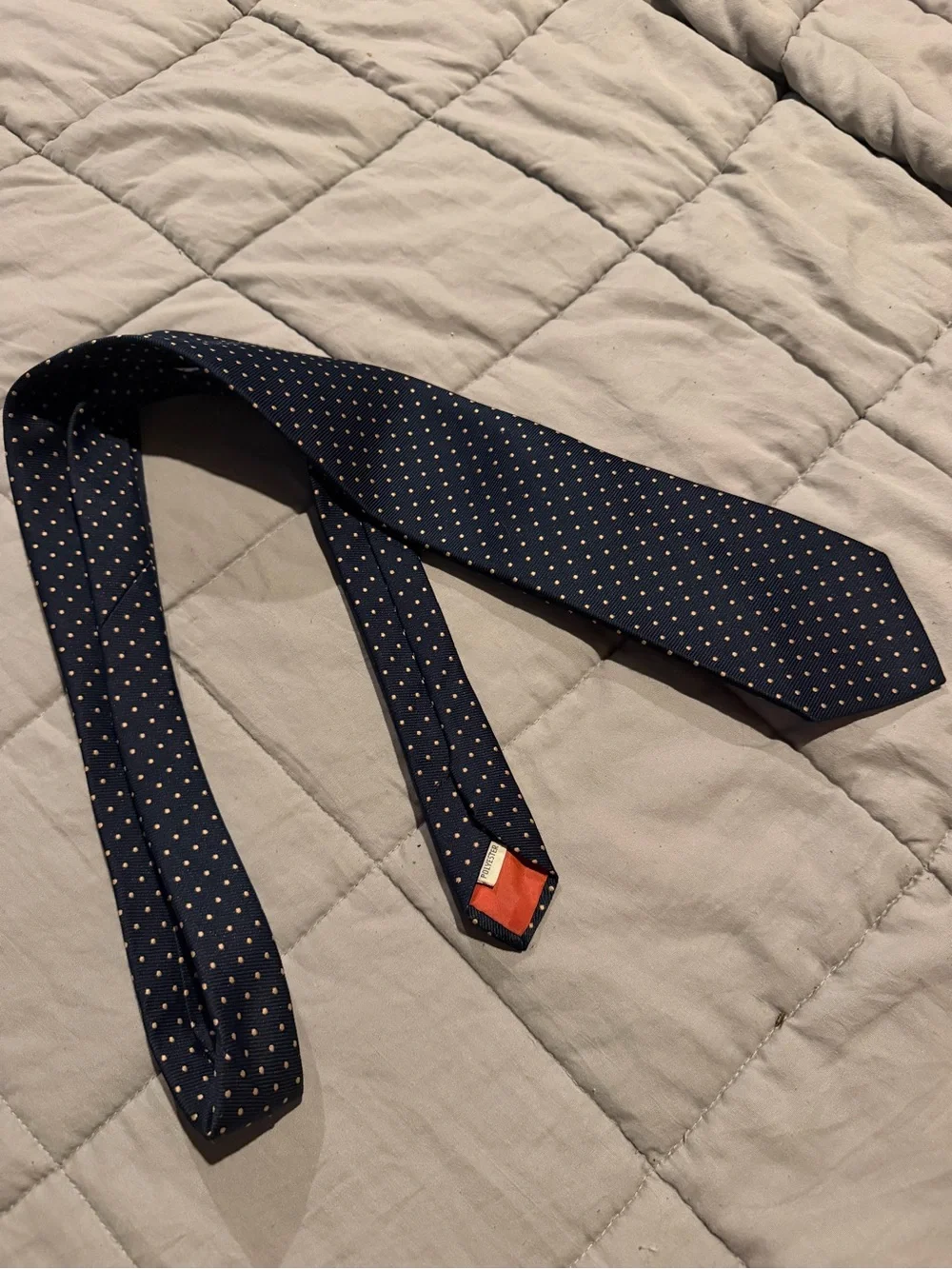 Men's Navy Polka Dot Silk Tie - Navy with Light Dot Accent